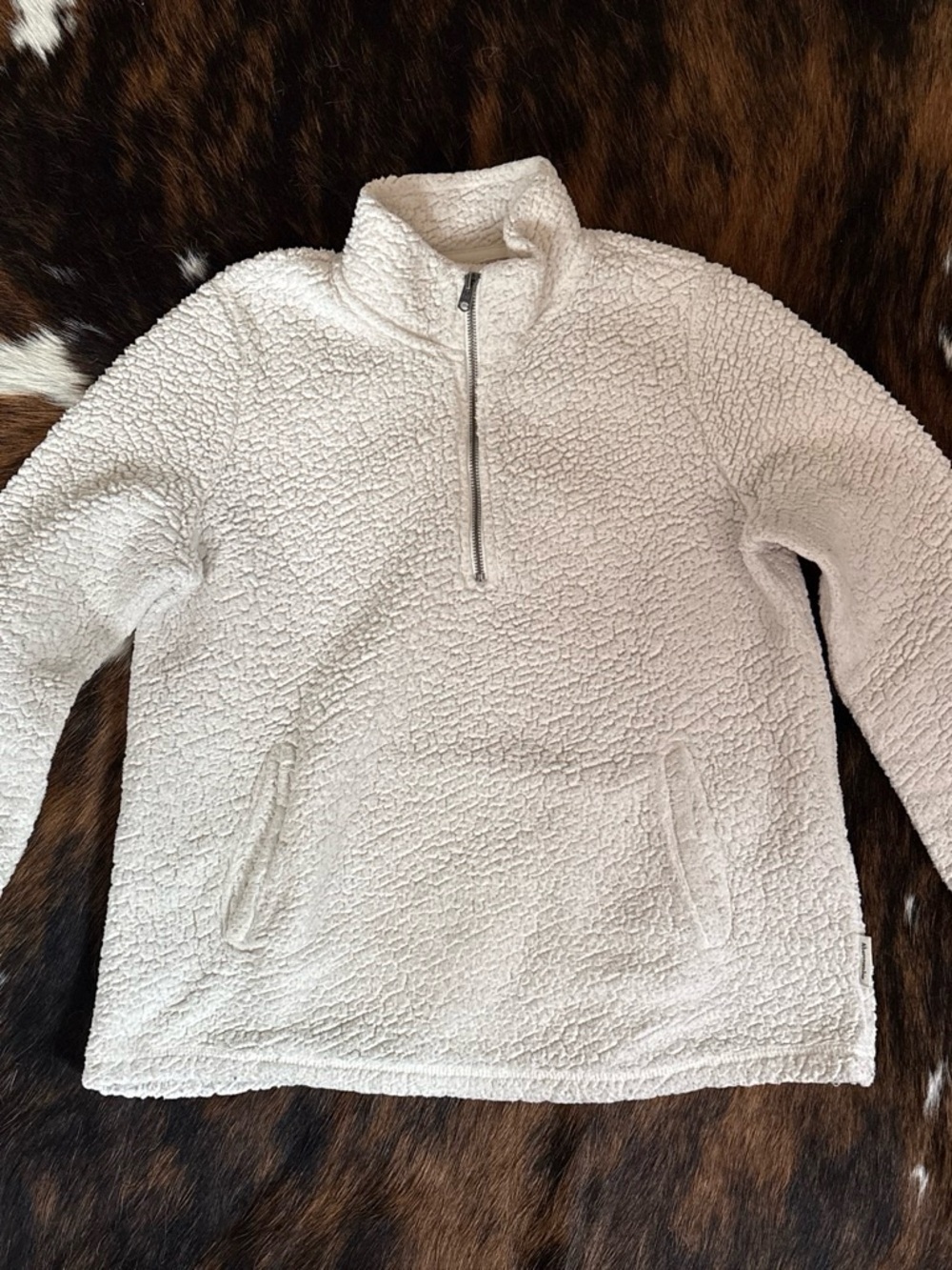 Abercrombie & Fitch Cream Sherpa Pullover Half-Zip Sweatshirt